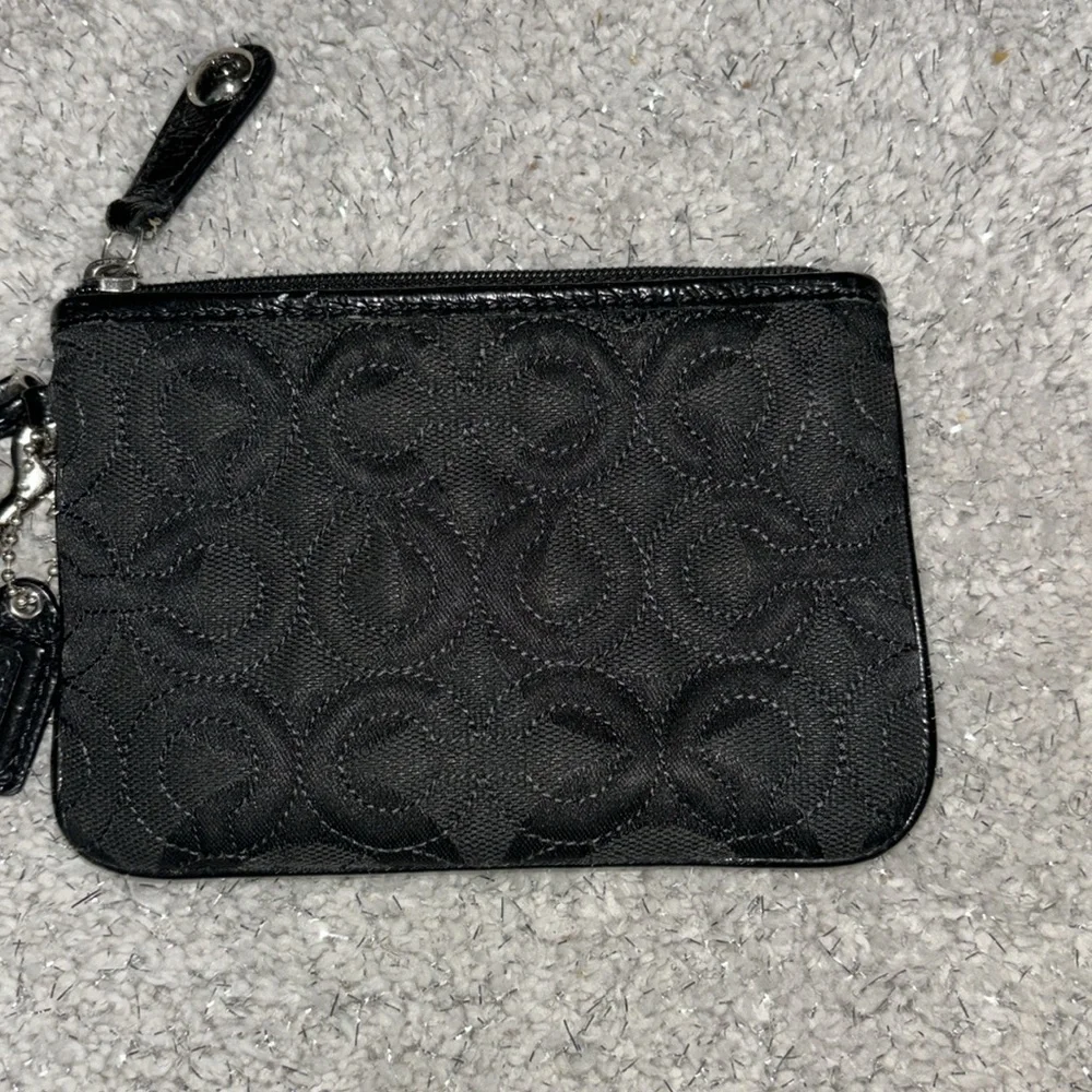 Coach quilted black wristlet with bag charm! - Picture 2 of 5
